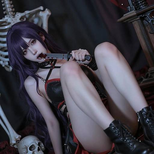 Dark Gothic Woman with Knife