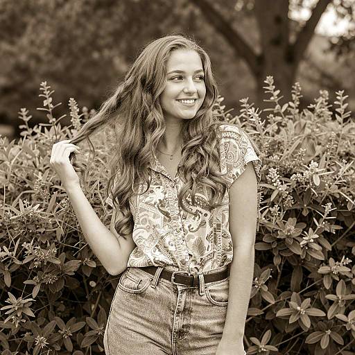 Serene Young Woman in Sepia Tones