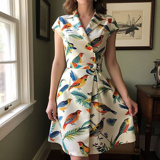 1940s Vintage Bird Print Playsuit