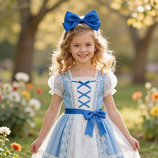 Cheerful Blonde Girl in Sunlit Garden