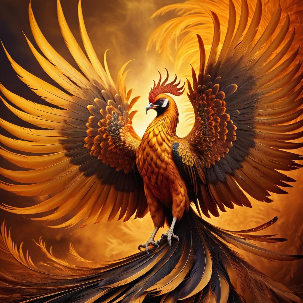 Surreal Mystical Phoenix at Golden Hour