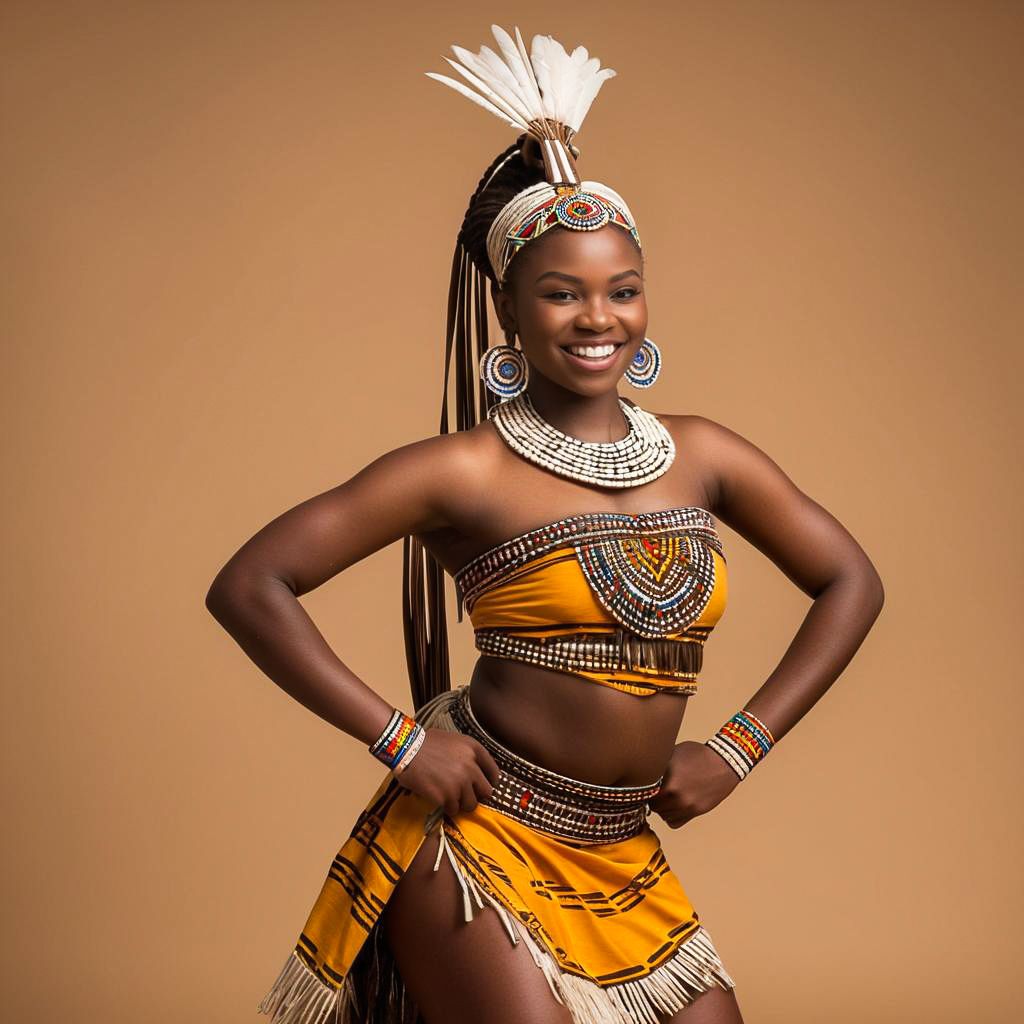 Joyful Zulu Girl in Traditional Attire