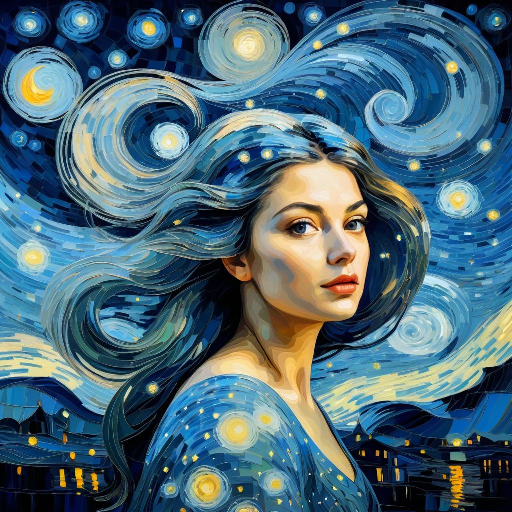 Starry Portrait in Van Gogh and Monet Style