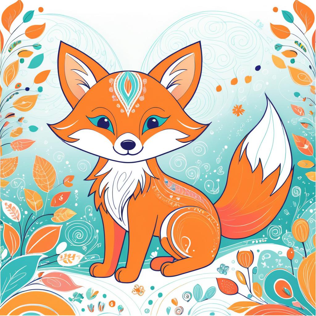 Whimsical Fox in Vibrant Pastel Colors