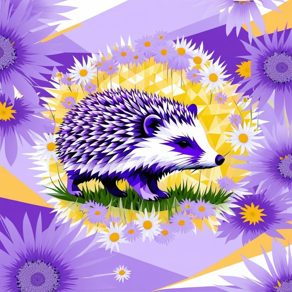 Modern Floral Hedgehog Abstract Design