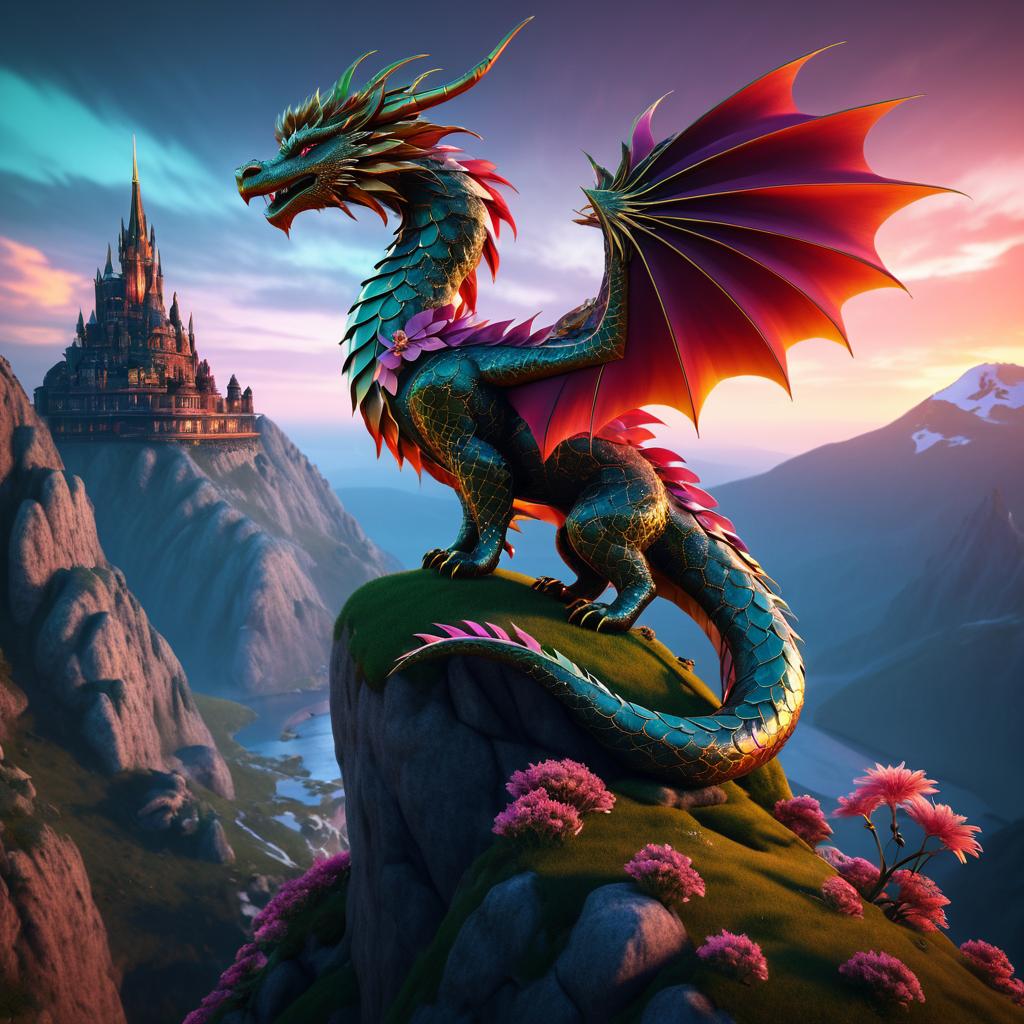 Majestic Dragon Amidst Fiery Skies