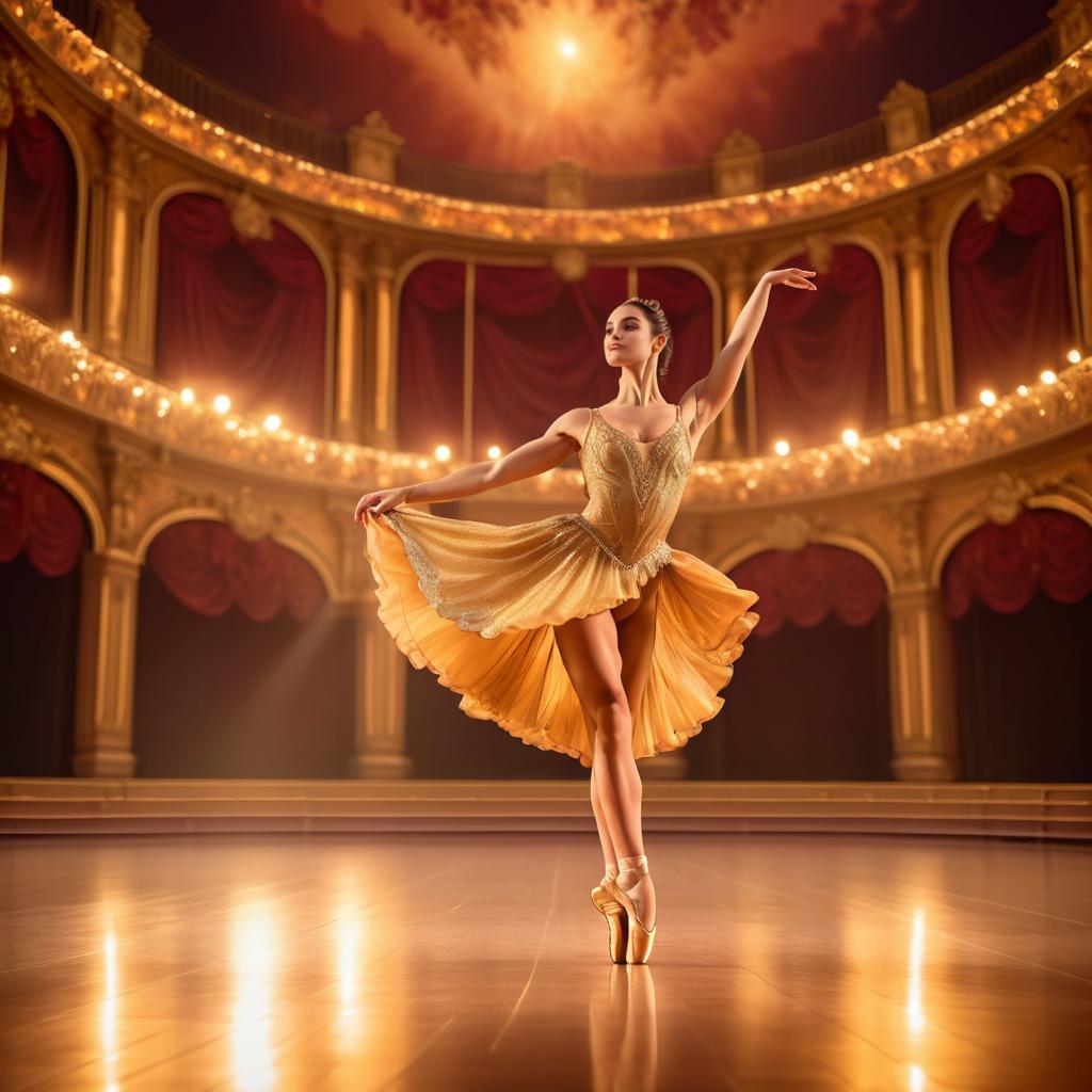 Elegant Ballet Dancer in Golden Theater