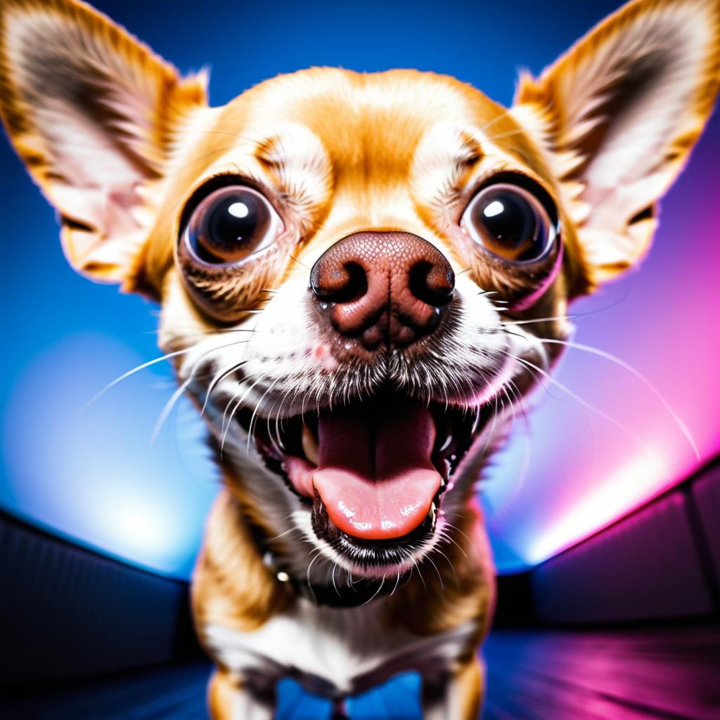 Goofy Distorted Chihuahua Portrait in Studio