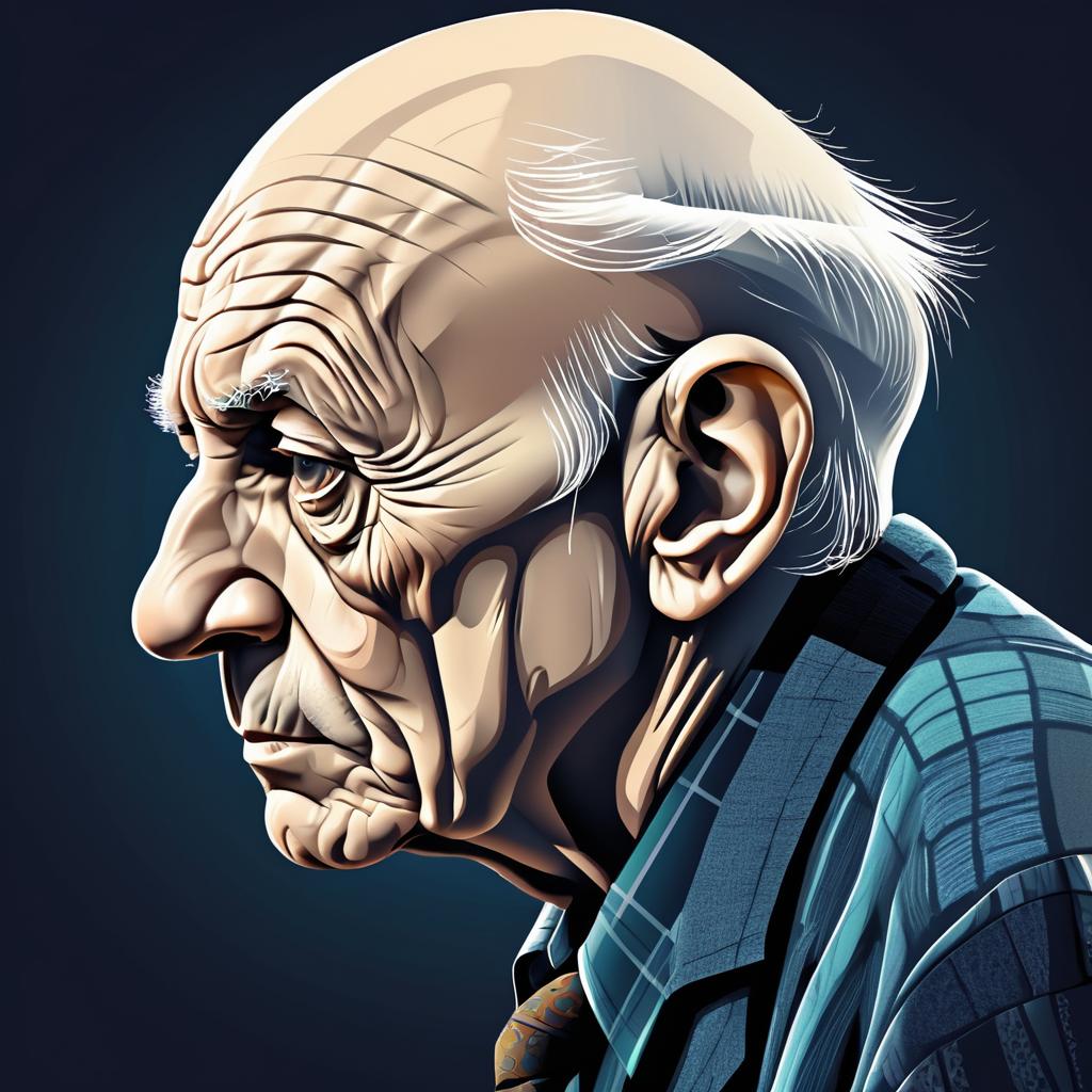 Surreal Portrait of a Hunched Elderly Man