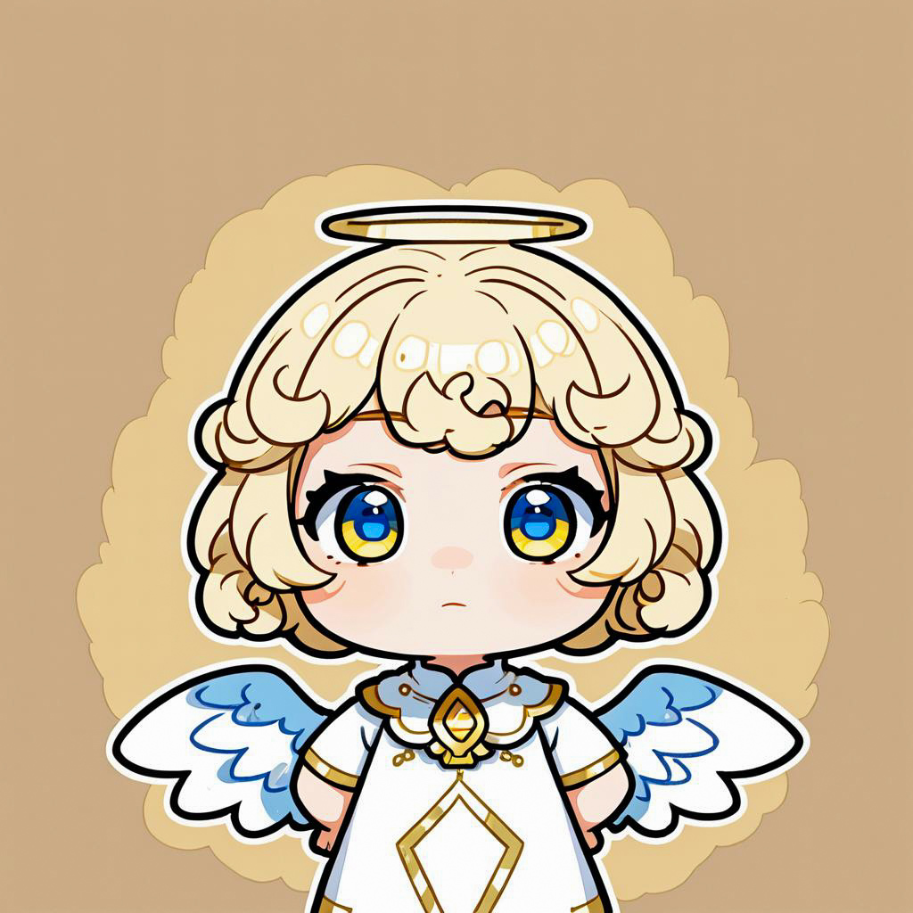 Anxious Chibi Church Apprentice in Angel Outfit