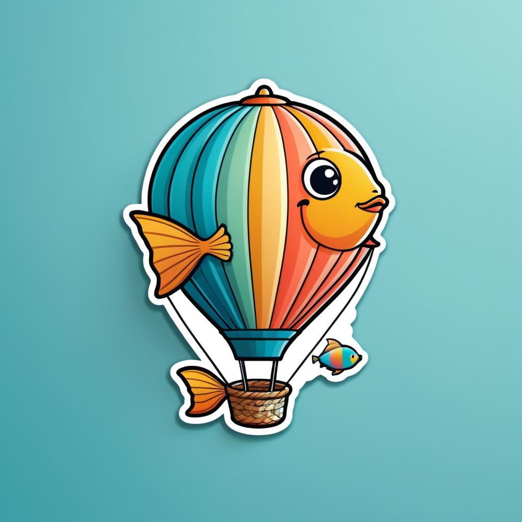 Kawaii Fish Balloon Sticker Design