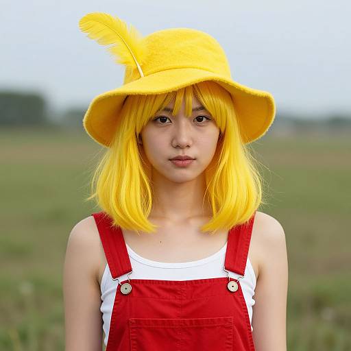 Woman with Yellow Feather Wig