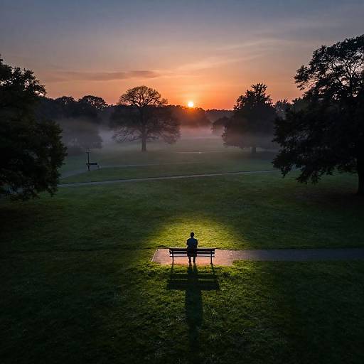 Serene Park at Dusk Aerial View