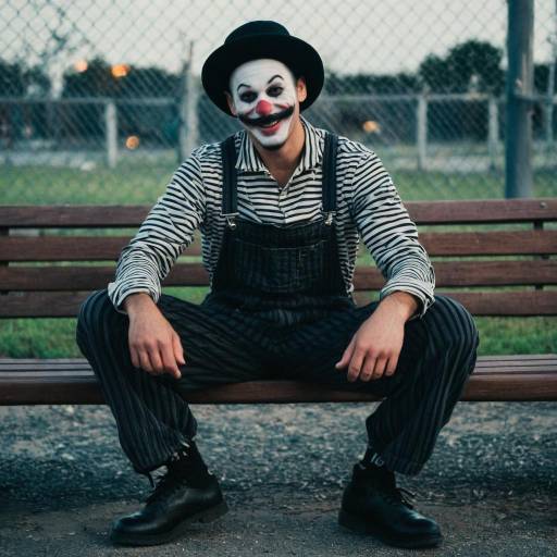 Whimsical Boy in Striped Clown Attire