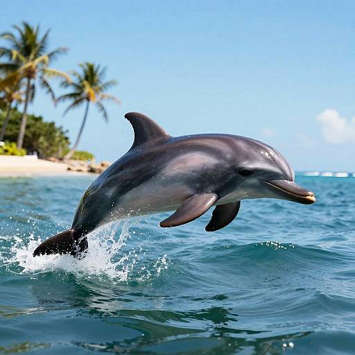 Playful Dolphin Leaping Over Ocean