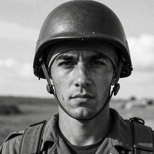 Intense Black and White Soldier Portrait