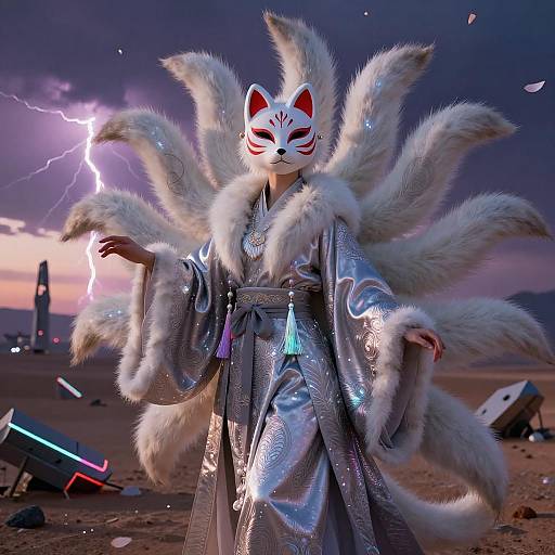 Lacquered Kitsune at Violet Dusk