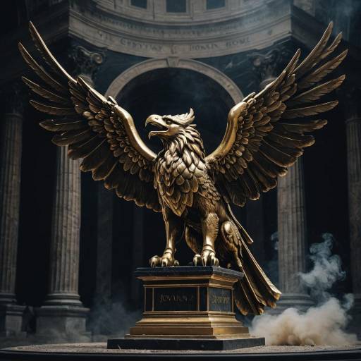 Majestic Gryphon Statue in Dark Rome