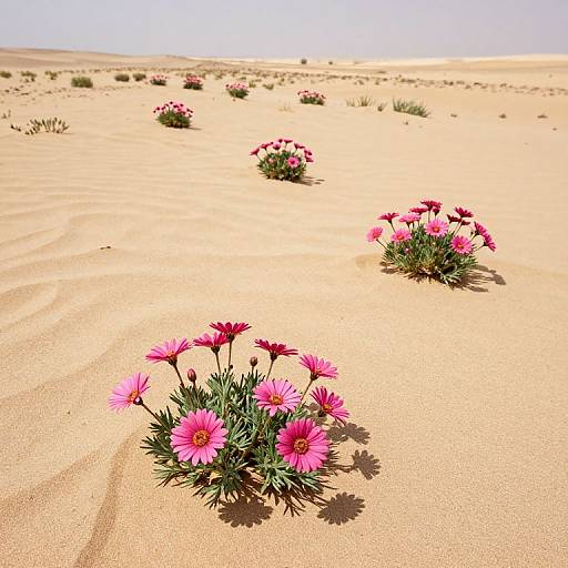 Vibrant Pink Daisies in Desert