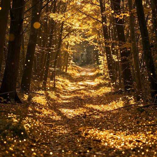 Radiant Forest Pathway with Glowing Orbs