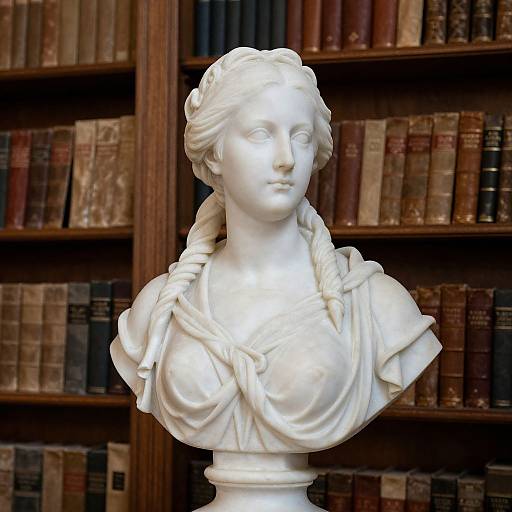 Victorian Marble Bust in Library