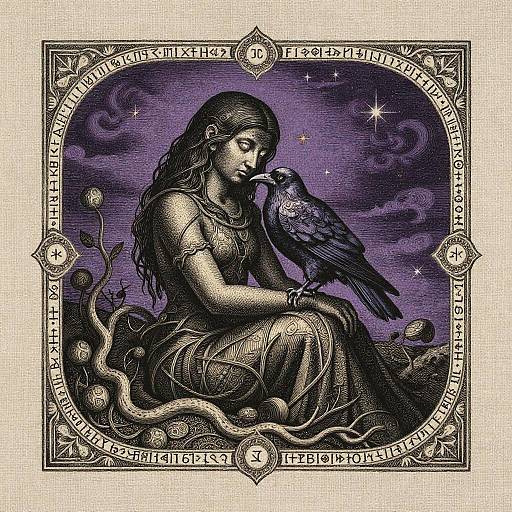 Intricate Oracle Wood Engraving