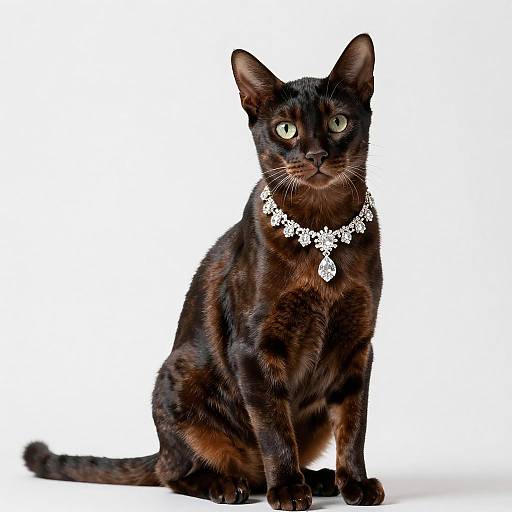 Elegant Savannah Cat Portrait with Diamonds