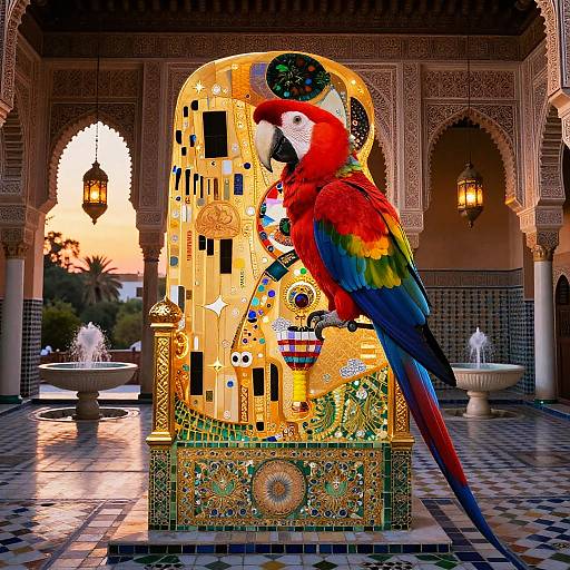 Crimson Macaw Vizier in Moorish Palace