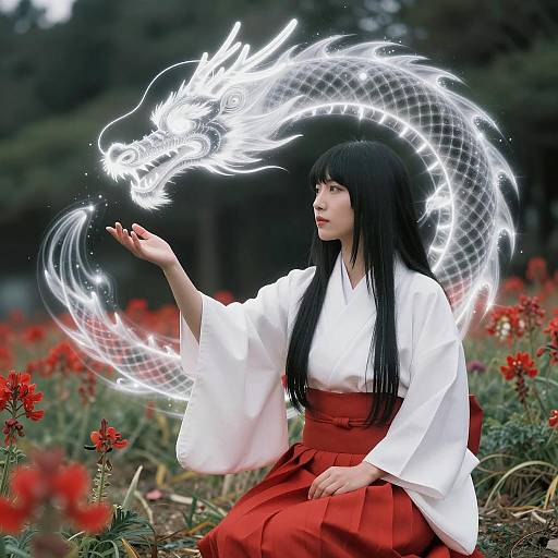 Enchanting Japanese Woman with Dragon