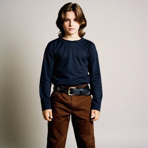 Boy in Brown Pants and Navy Shirt