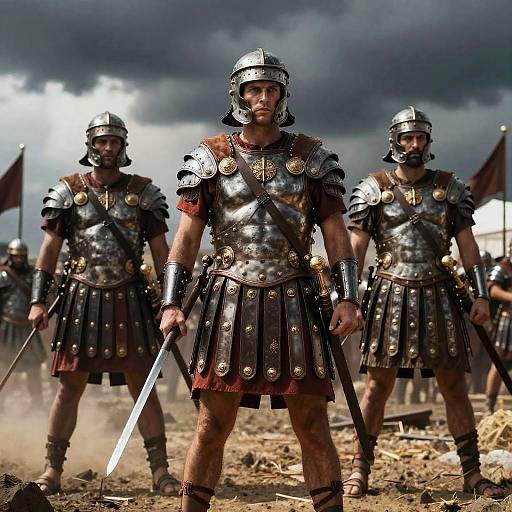 Epic Roman Warriors on Battlefield