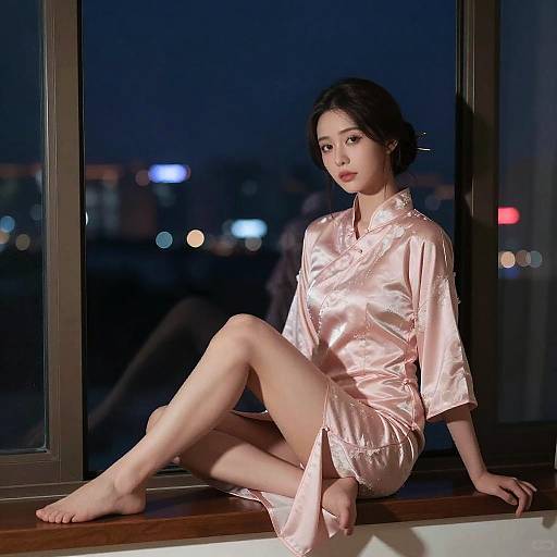 Dreamy City Lights Portrait of a Woman