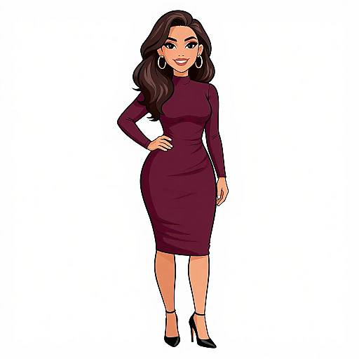 Chic Woman in Burgundy Ruched Dress