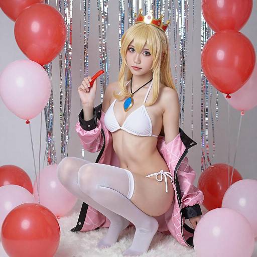 Blonde Cosplayer in Festive Outfit