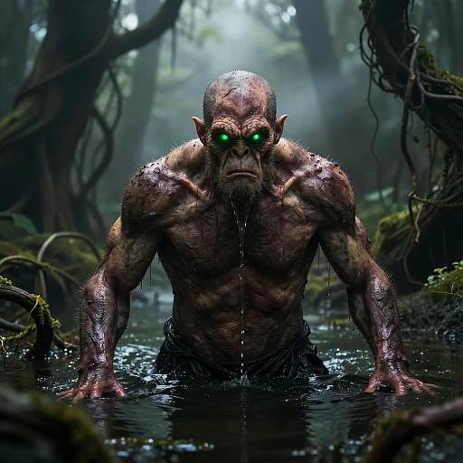 Bald Monster Emerging from Swamp