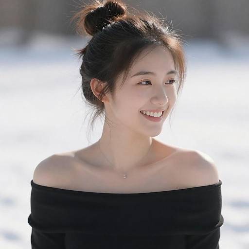 Joyful Woman in Winter Wonderland