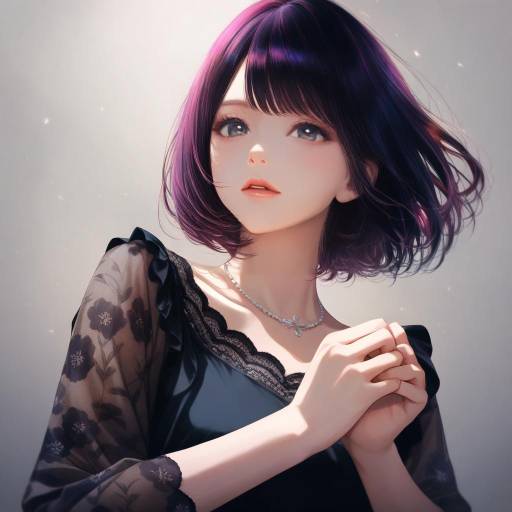Realistic Portrait of Hoshino Ai in Black Dress