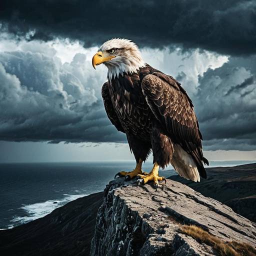 Majestic Eagle on Stormy Cliff Edge Majestic Eagle on Stormy Cliff Edge