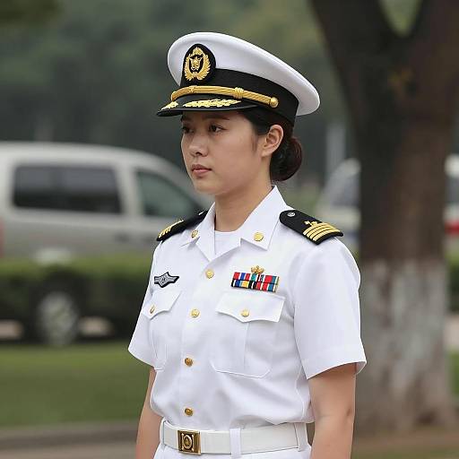 Nautical Elegance: Female Naval Officer Portrait