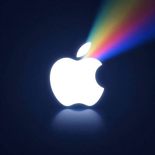 Glowing Apple Logo with Colorful Laser