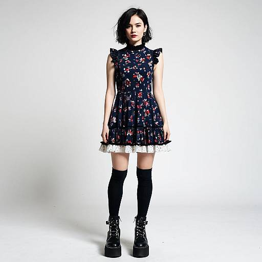 Casual Punk-Inspired Floral Mini Dress