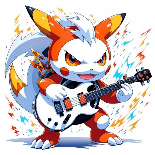 Mechanical Fire-Type Pokémon Playing Guitar