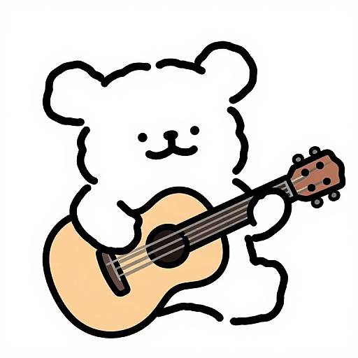 Cute Cartoon Bear Playing Acoustic Guitar