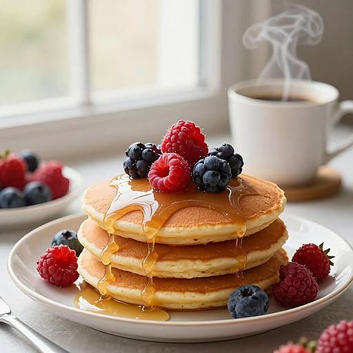 Cozy Breakfast with Pancakes and Coffee