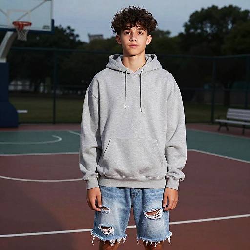 Teen Boy with Wavy Mullet Style