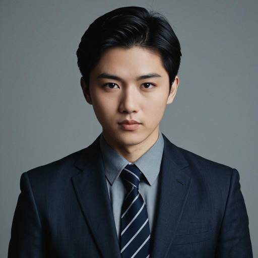 Young Asian Man in Navy Suit
