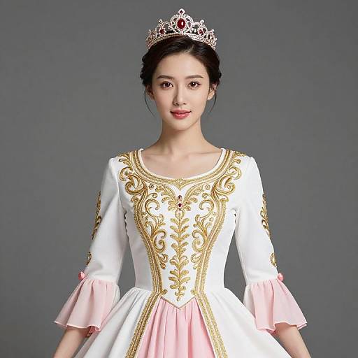 Regal Female in Embroidered Dress