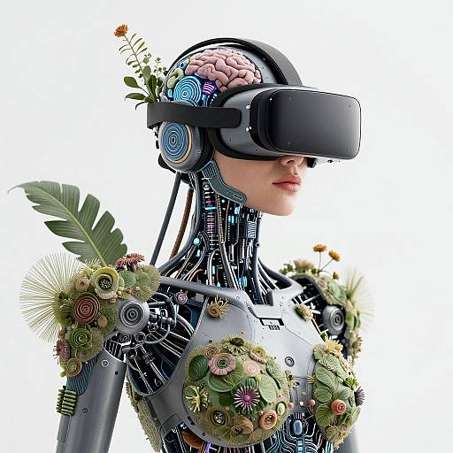 Biomechanical Woman with Cyber Botanical Elements