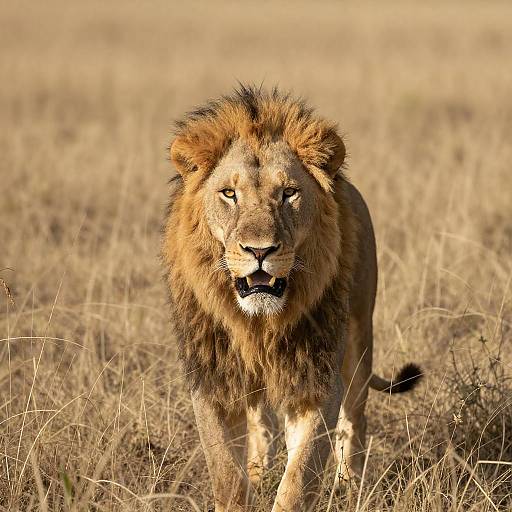 Majestic Lion Camouflaged in Savanna