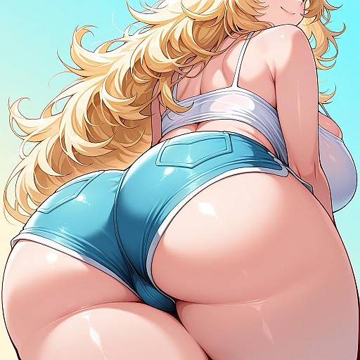 Flirty Girl in Booty Shorts Pose